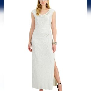 Connected Apparel 6 textured liquid silver metallic silver flattering ruch